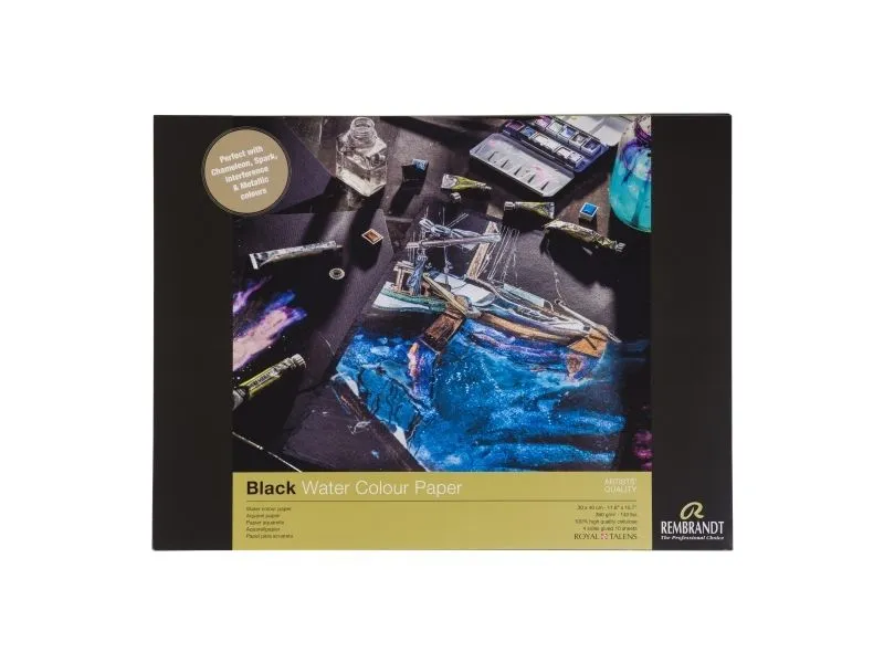Rembrandt Watercolour paper black | 30 x 40 cm, 360 g, 10 sheets
