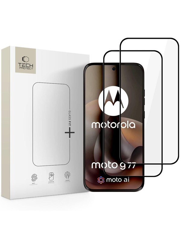 Tech-Protect Glass Fit+ 2-Pack Tempered Glass for Motorola Moto G67 / G77 - Black