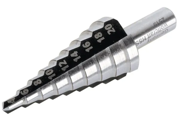 wolfcraft GmbH 4006885258501, Drill, Trinn Borekrone, Høyrehåndsrotasjon, 3,5 cm, Plast, Rustfritt stål, Stål, 5,25 cm