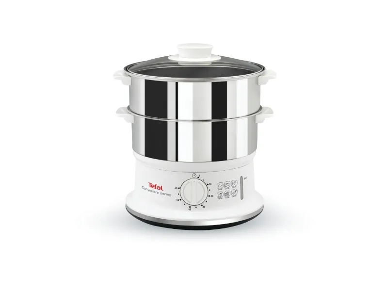 Tefal VC1451, 2 kurver, Hvit, Rustfritt stål, Frittstående, Rotasjon, Front, Rustfritt stål