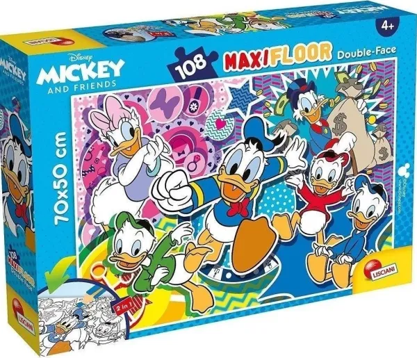 Lisciani Disney dobbelsidig maxi gulv-puslespill Kaczor Donald 108 brikker