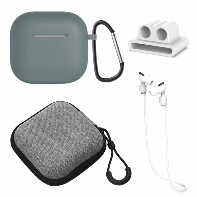 For AirPods 4 5 stk Tilbehør Veske Oppbevaringsboks Halsstropp Hodetelefonholder Nøkkelring