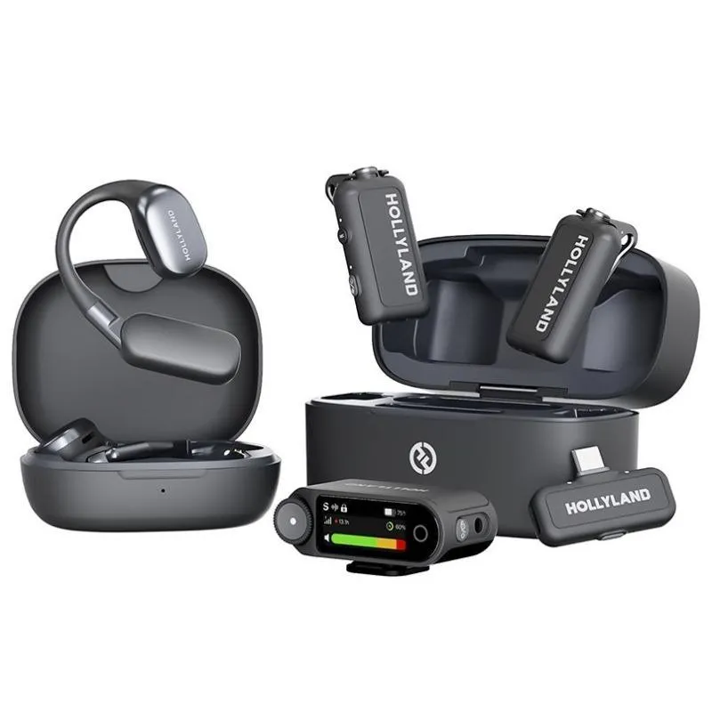 Hollyland LARK MAX 2 Ultimate Combo med OWS-monitor, headset + Camera RX + USB-C RX mikrofonsystem