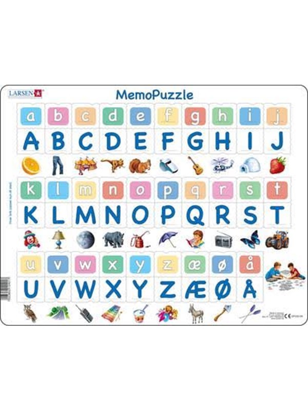 Larsen Puzzles Puzzle MemoPuzzle. The alphabet with 29 uppercase and lowercase letters - 58 pieces Maxi (36.5x28.5 cm) Gulv