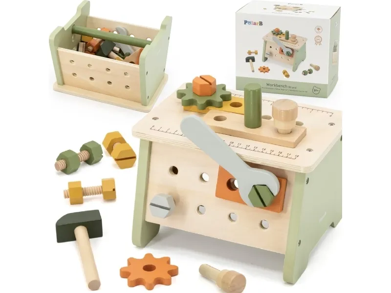 Viga Toys VIGA PolarB mini verksted 2-i-1 verktøykasse sett i tre
