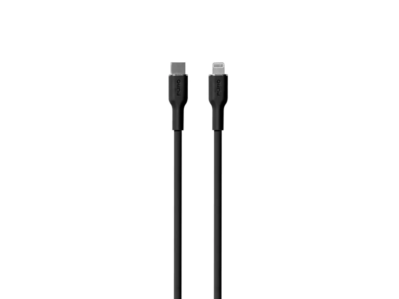PURO PUCAPLTUSBCICONBLK, 1,5 m, USB C, Lightning, Hankjønn, Hankjønn, Svart