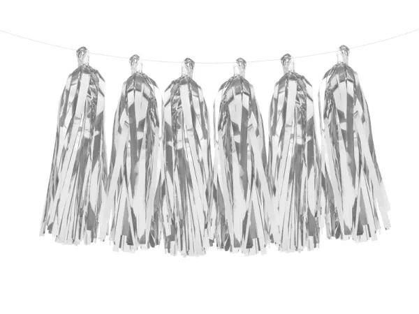 PartyDeco TG1-018M-KARTON, Garland, Sølv, 1,5 m, 50 stykker