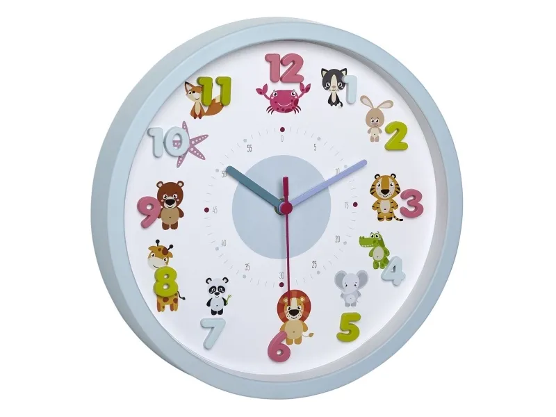 TFA-Dostmann 60.3051, Vegg, Quartz clock, Sirkel, Blå, Grønn, Rosa, Plast, Barn
