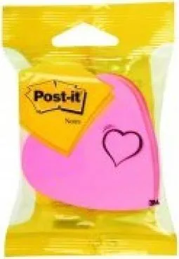 Post-it 2007H - Noter - 70 x 70 mm - hjerte - 225 ark - rosa, fiolett, rosa