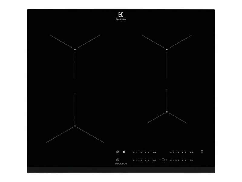 Electrolux EIT61443B - Induksjonskomfyrtopp - 4 plater - Nisje - bredde: 56 cm - dybde: 49 cm - med avfaset front - svart