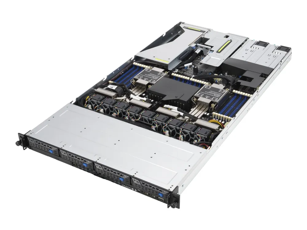 ASUS RS700-E10-RS4U - Server - rackmonterbar 1U - toveis - ingen CPU - RAM 0 GB - SATA/PCI Express - hot-swap 3.5 brønn(er) - uten HDD - AST2600 - 10 Gigabit Ethernet - uten OS - monitor: ingen