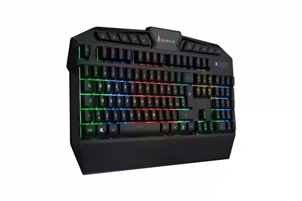 Verbatim KingPin, Koblet med ledninger (ikke trådløs), USB + Bluetooth, Membrannøkkelbryter, QWERTY, RGB LED, Sort