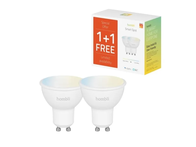 Hombli Smart Spot GU10, Smartpære, Hvit, GU10, Kjølig hvit, Varm hvit, 350 lm, 4,5 W