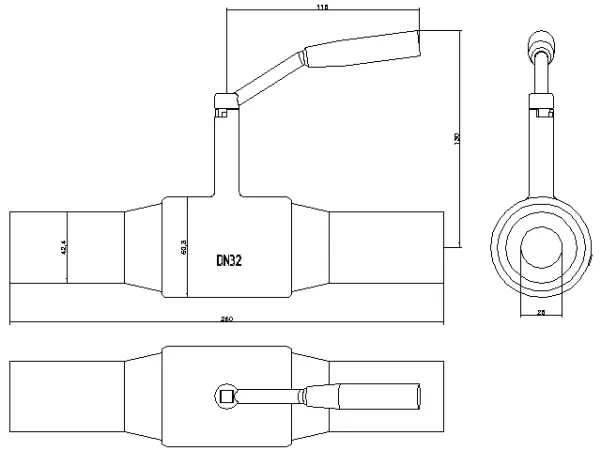 Danfoss JIP kugleventil DN32 svejse/svejse