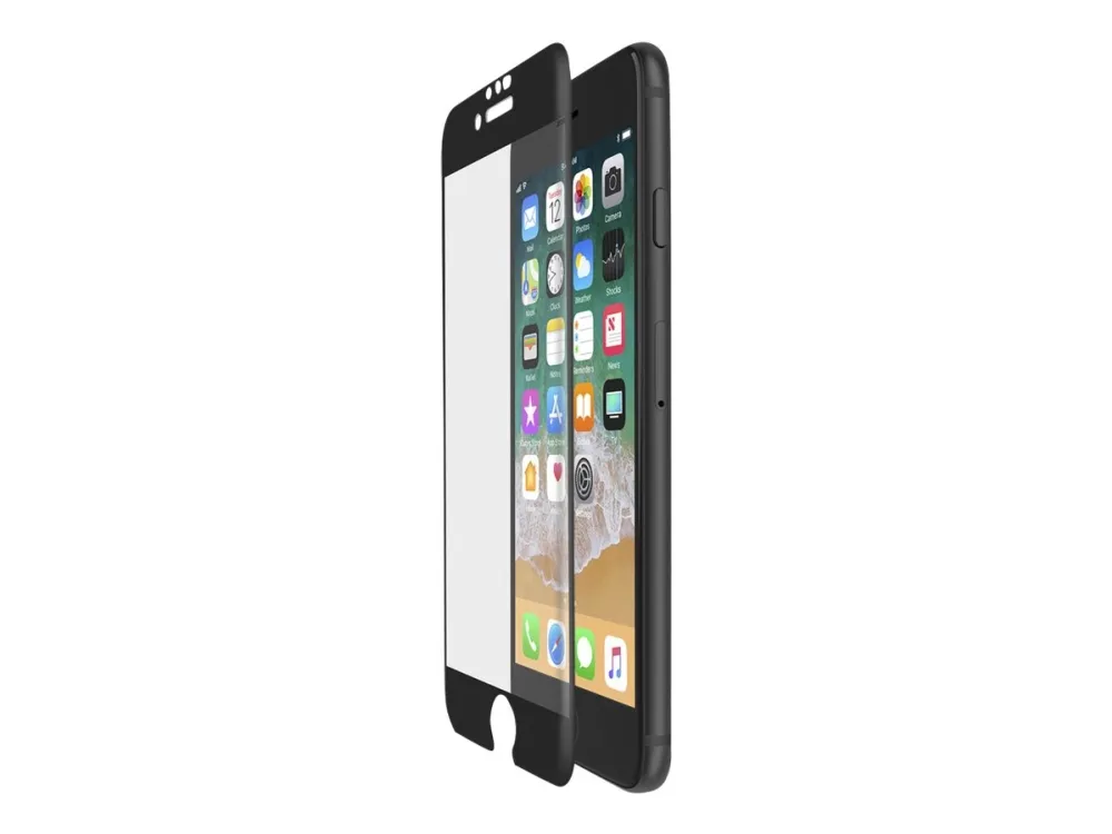 Belkin ScreenForce TemperedCurve - Skjermbeskyttelse for mobiltelefon - glass - 5.5 - rammefarge svart - for Apple iPhone 6, 6s, 7, 8