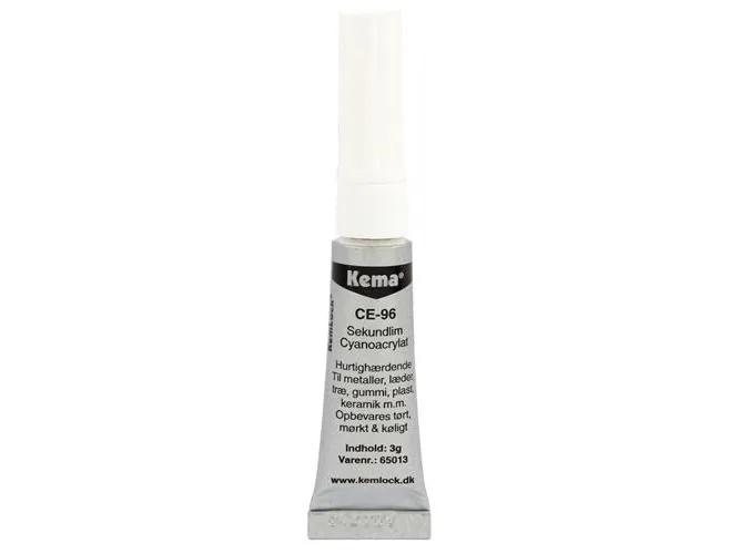 ITW KemLock CE-96 Sekundlim 3g anvendes til plast, gummi metal, keramik, træ, læder, stof