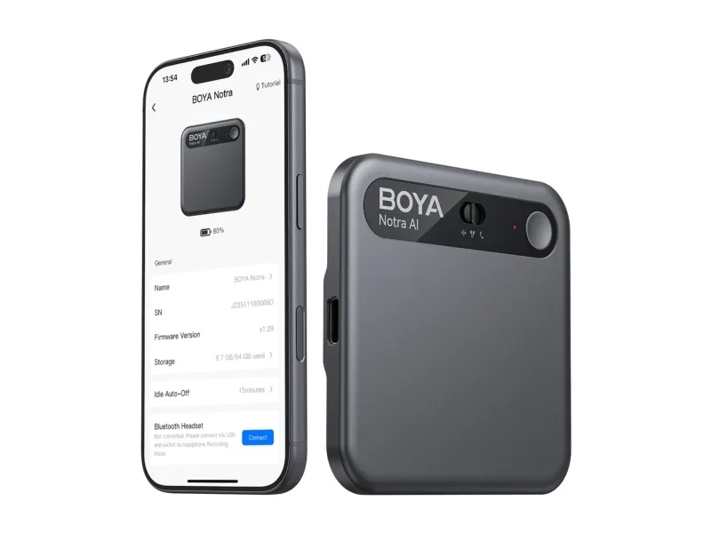 Boya diktafon BOYA Notra med AI-transkripsjon - svart