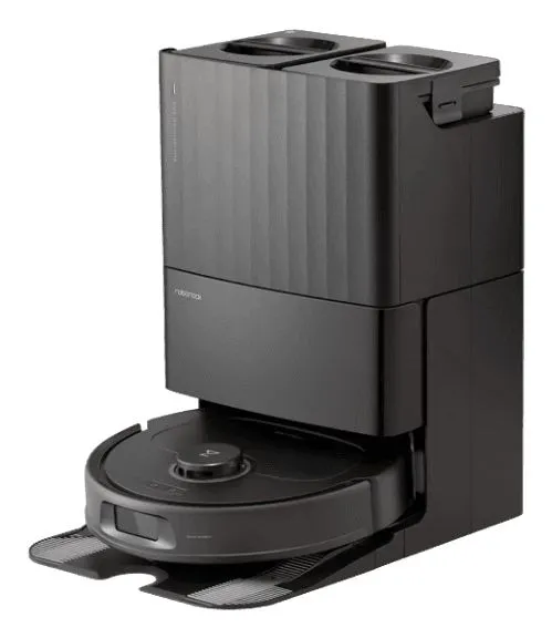 Roborock Qrevo C Pro, poseløs, svart, rund, støvpose, lading, rensing, 63 dB