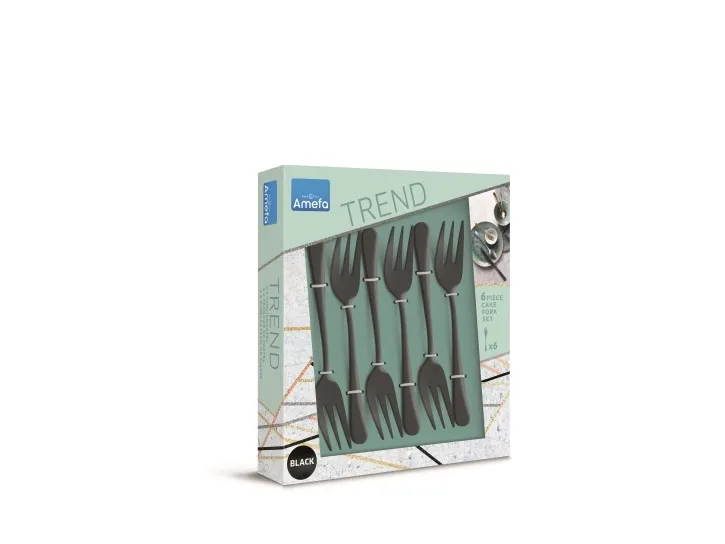 Austin 1410 - 6 Cake Forks in trend box - black