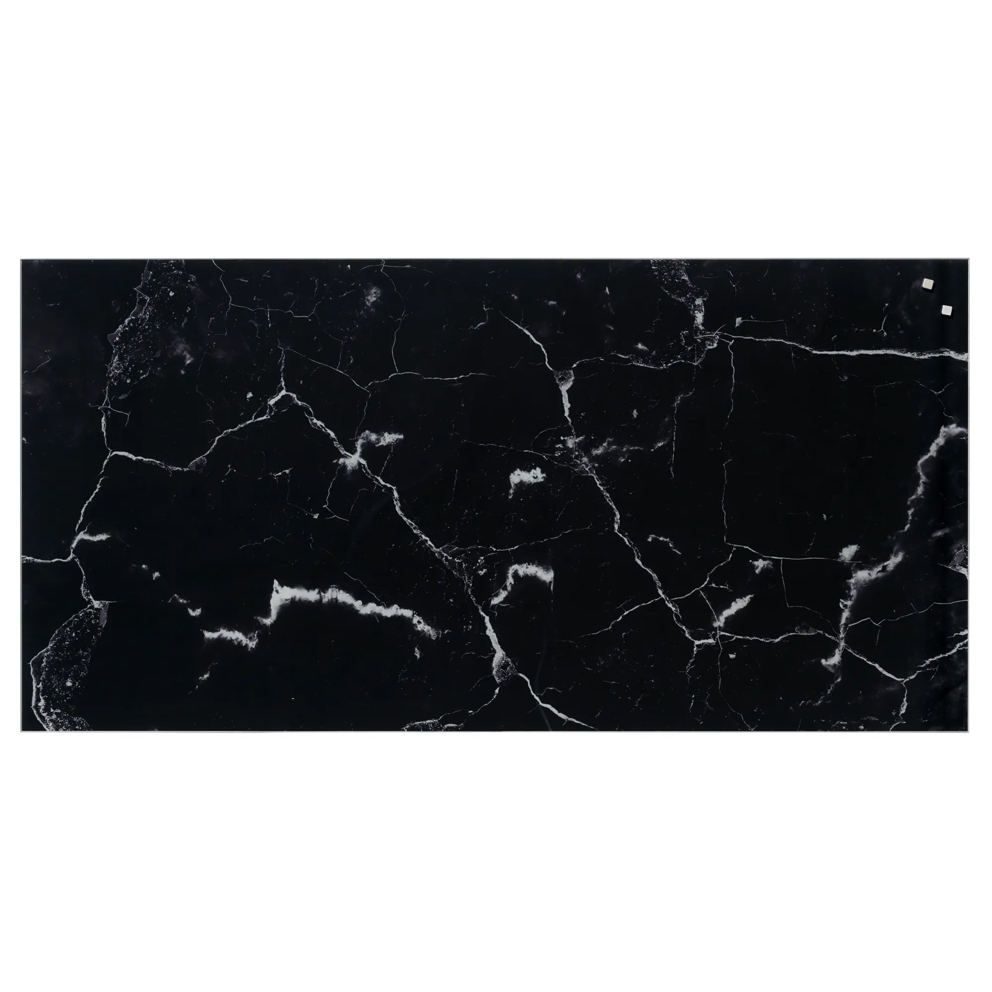 Magnetisk NAGA Stænkplade 100x50 cm - glas med metal bagplade - sort marmor