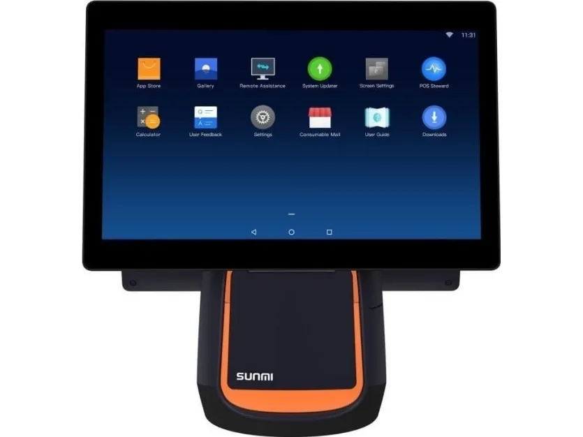 Sunmi T2s 39,6 cm (15,6) KD Android svart/orange kassesystem Retail berøringsskjerm kapasitiv 39,6 cm 1920x1080 Qualcomm Octa Core 2,2GHz RAM 4GB Flash 64GB USB (5x) RS232 Bluetooth Ethernet WLAN (802.11ac)