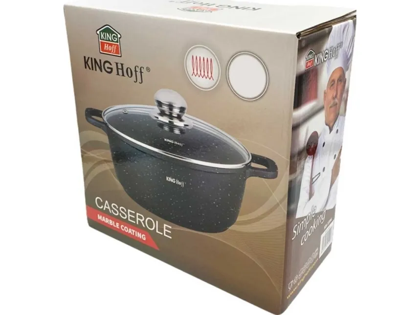 Kjele med marmorbelegg Kinghoff, 22 cm, 3,3 l, svart