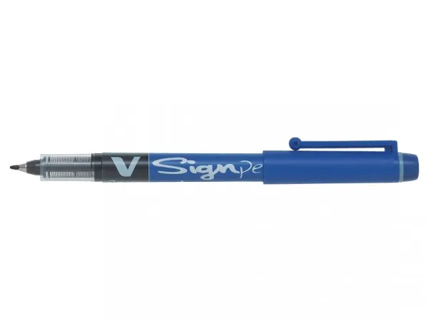 Fiberpen, Pilot V-Sign, 0,6 mm, blå, pakke a 12 stk