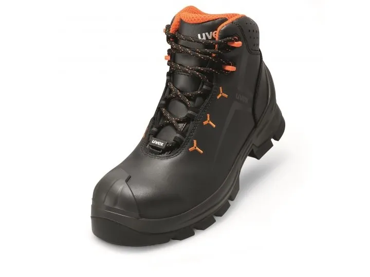 Uvex 65232, Unisex, Voksen, Vernestøvler, Sort, Oransje, ESD, HI, HRO, S3, SRC, Lisselukking