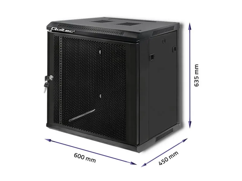 Qoltec - Rack skap - svart - 12U - 19