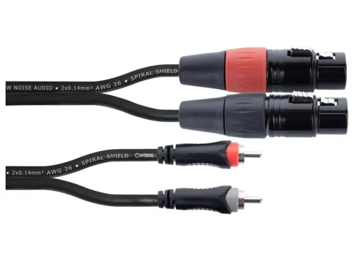 Cordial 14853, 2 x XLR (3-pin), Hunkjønn, 2 x RCA, Hankjønn, 3 m, Svart