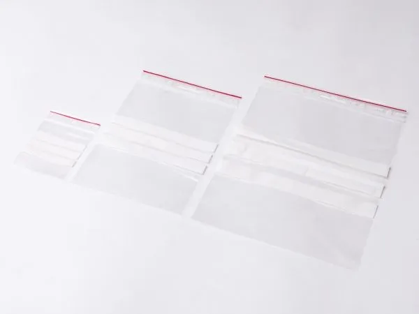 Lynlåspose, Grippie, 50 µm, 100 x 150 mm LD-PE, Transparent, med skrivefelt lynlåslukning, pakke a 1