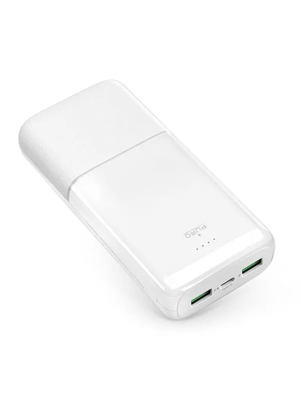 Puro Powerbank DAILY 20 PLUS 20000mAh 2x USB-A / 1x USB-C 22.5W PD AFC - white Nødlader - Hvit - 20000 mAh