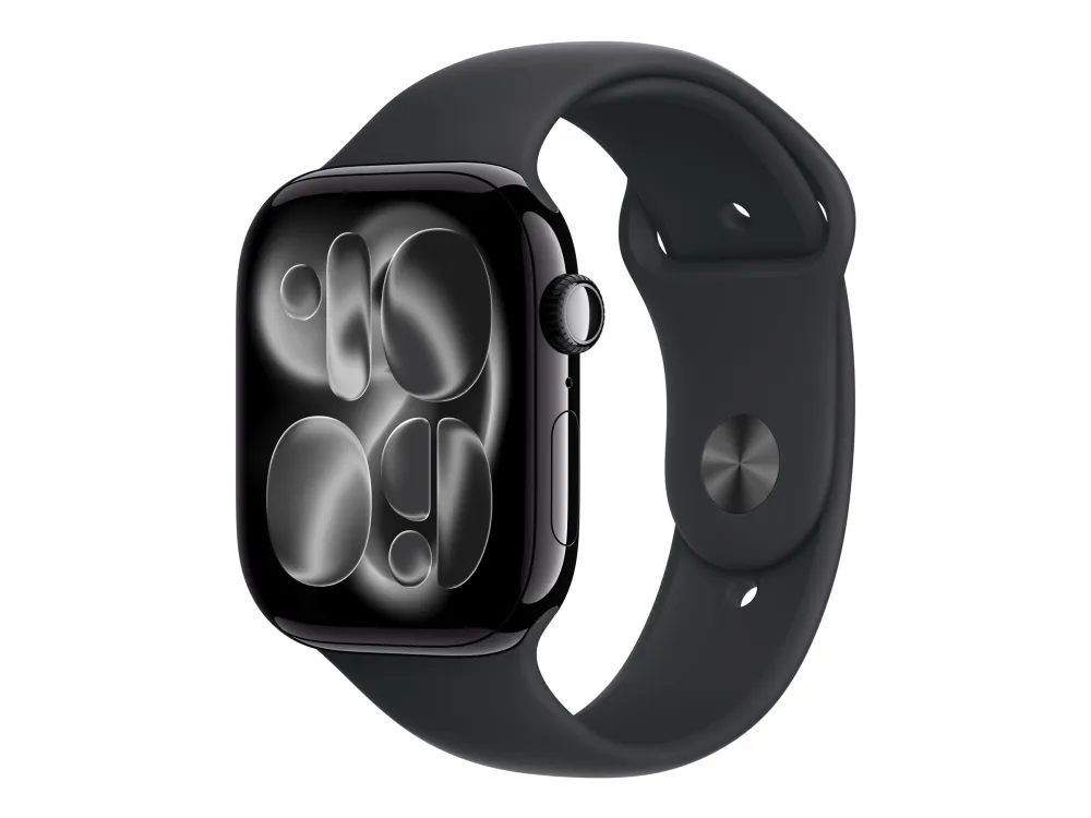 Apple Watch Series 11 GPS 46mm Jet Black Aluminium Case with Black Sport Band - M/L