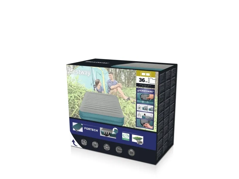 Bestway 69078 / 23, Dobbel Madrass, Dobbeltseng (Queen size), Rektangel, Utendørs, Innebygd luftpumpe