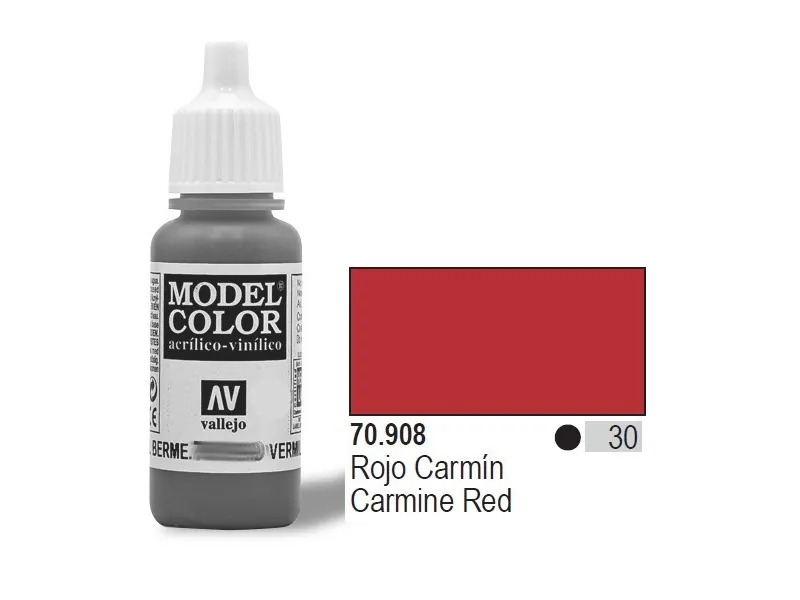 Vallejo 70.908, 17 ml, Rød, Matte, Flaske