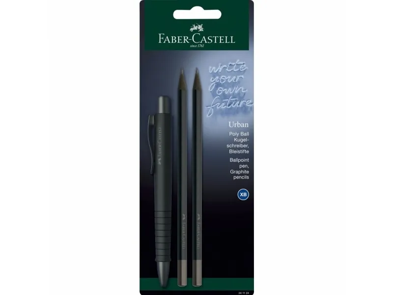 Faber-Castell 241124, Kulepenn, Grafittblyant, Svart, Rund, B, Blister