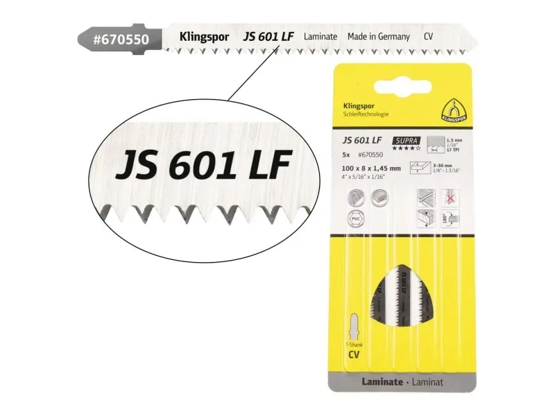 KLINGSPOR stikksagblad 100x8x1,45 mm JS 601 LF /5 stk