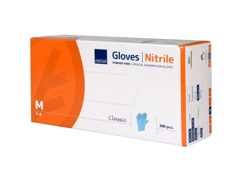 Undersøgelseshandske, ABENA Classic Protect, M, blå, nitril