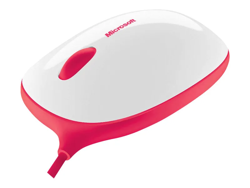 Microsoft Express Mouse - Mus - høyre- og venstrehåndet - optisk - 3 knapper - kablet - USB - hvit, rød