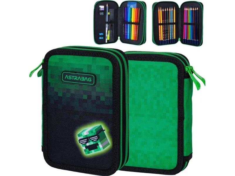Astra pennal dobbelt med utstyr Astrabag Pixel Hero AC21 |