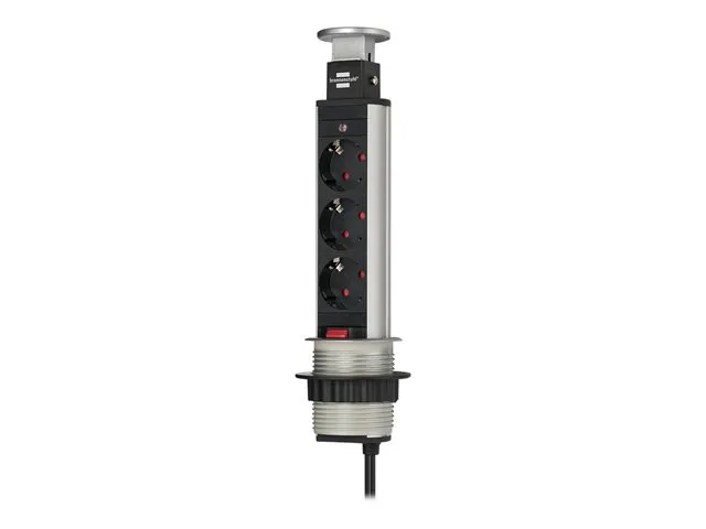 brennenstuhl Tower Power Table Extension Socket - Flerkoplingslist - utgangskontakter: 3 - 2 m kabel - svart, aluminium