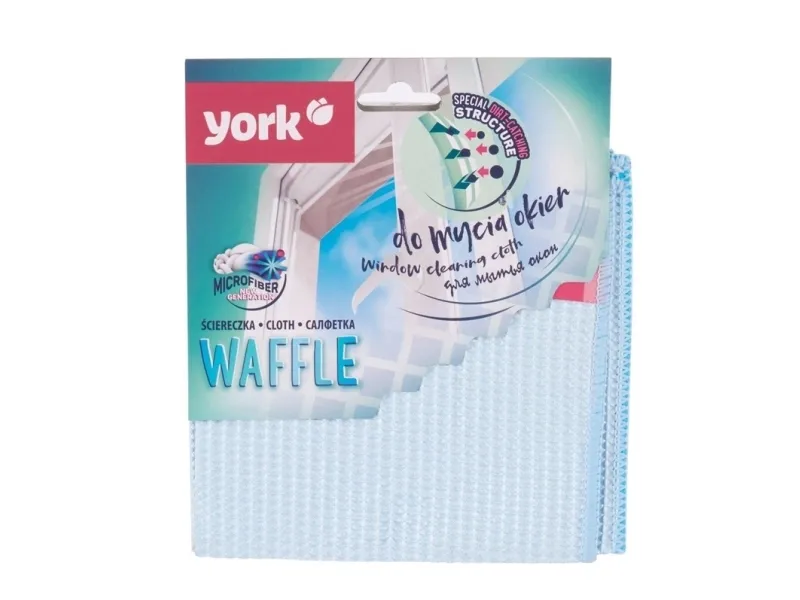 York mikrofiber klut for rengjøring av vinduer blå waffle (universell)