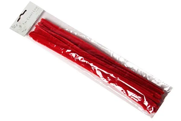 Carioca chenille 6 mm 30 cm 25 stk rød