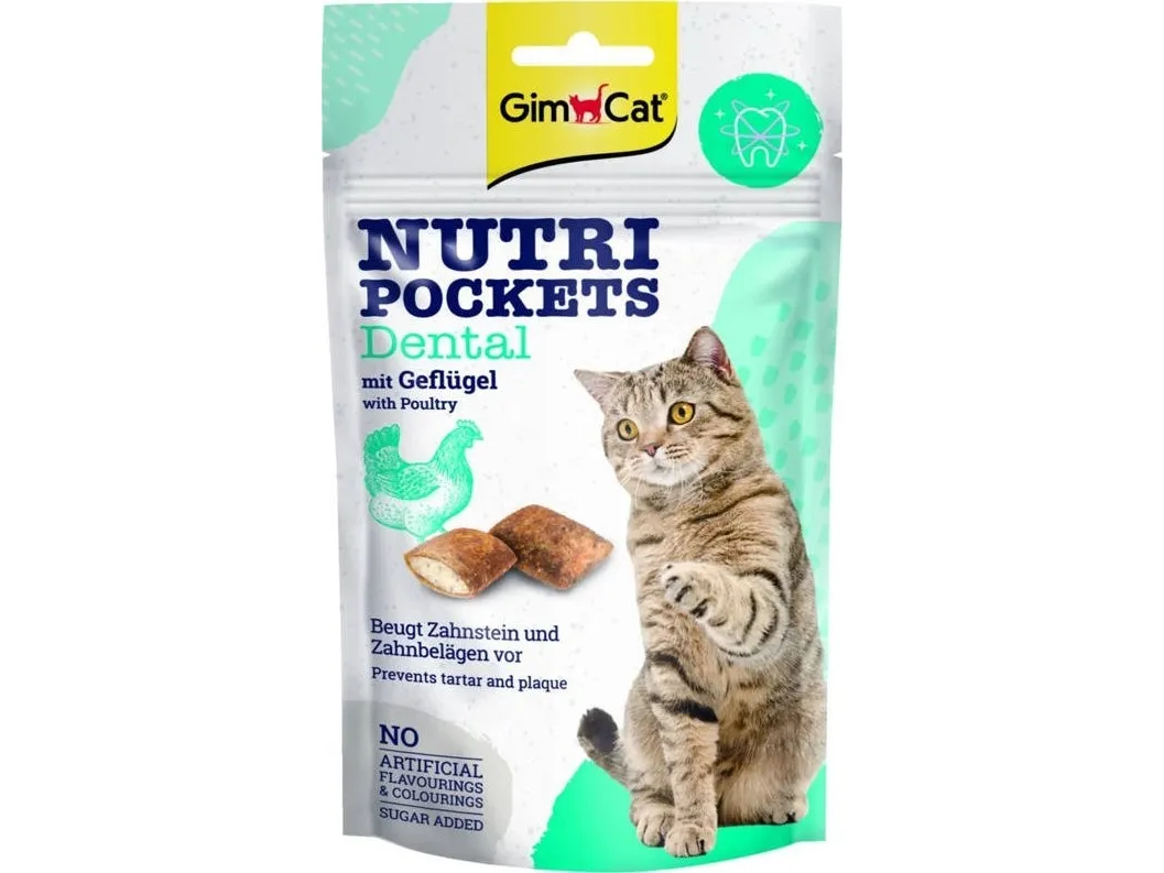 TRITON GIMCAT NUTRI POCKETS tannbehandlingsgodis for katt, fjørfe 60 g