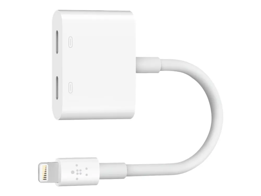 Belkin Lightning Audio + Charge RockStar - Lyd-/ladekabel - Lightning hann til Lightning hunn - 11.5 cm
