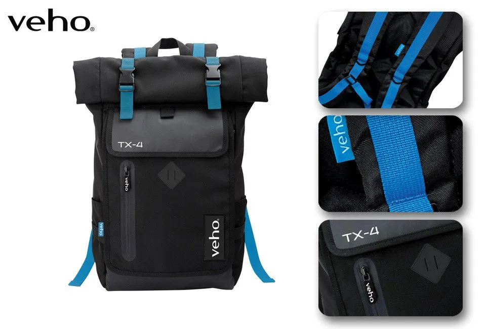 Veho Veho TX-4 Back pack notebook bag with USB port, 43.2 cm (17), Notebook compartment, Polyester