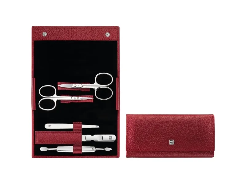 Zwilling Beauty Zwilling Classic Inox manikyr rødt lærveske, 5 stk
