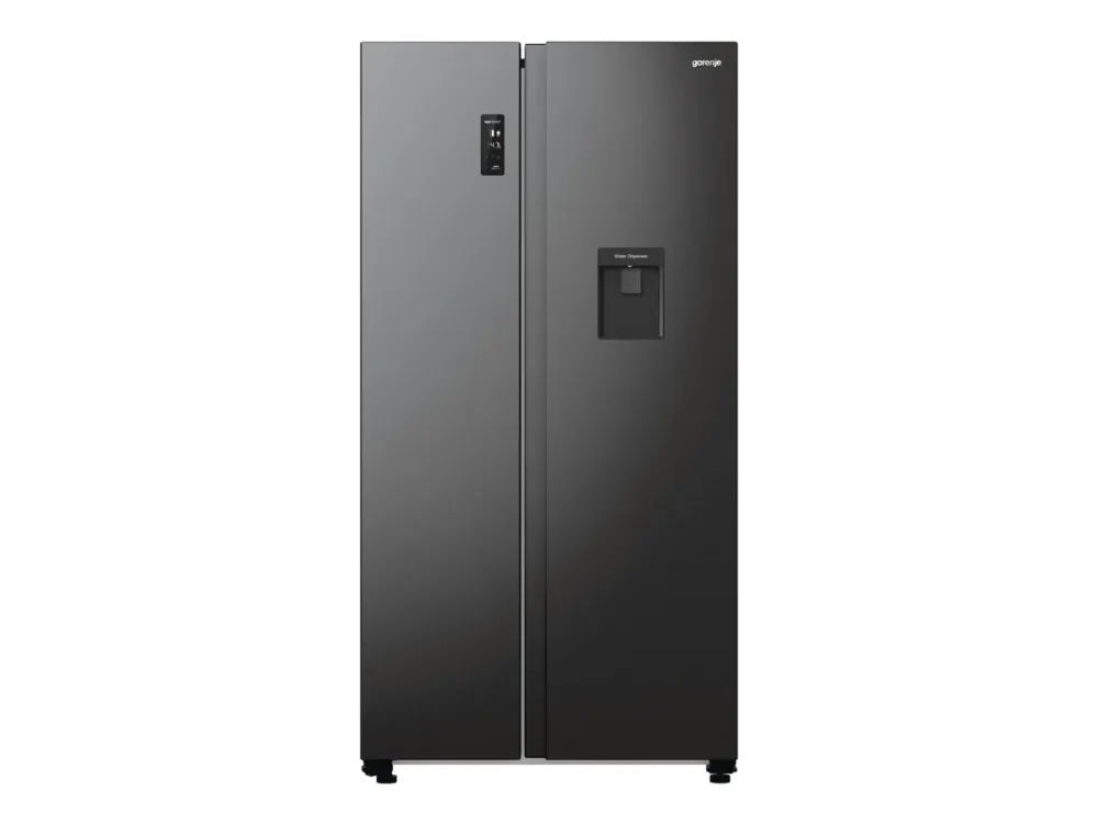 Gorenje Advanced NRR9185EABXLWD - Kjøleskap/fryser - side-ved-side med vannautomat - bredde: 91.5 cm - dybde: 67 cm - høyde: 178.6 cm - 547 liter - Klasse E - svart