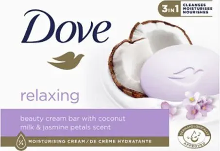 Dove Relaxing 3-i-1 såpestykke kokosmelk & jasmin 90 g