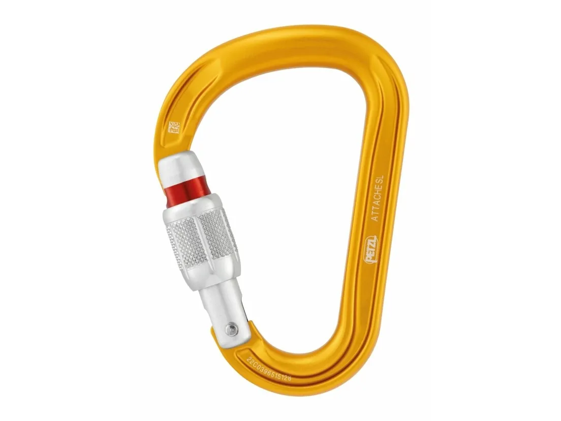 Petzl ATTACHE, Nøkkellås, Låsbar, D-formet, Aluminium, Gult, 21 kN